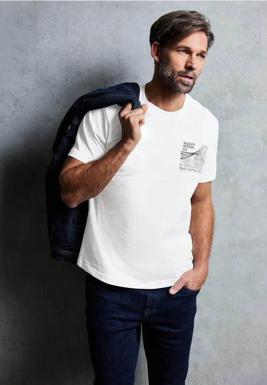 Basic Shirt met borstprint bright white