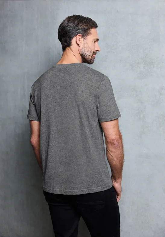 Basic T-Shirt mit Chestprint metal grey melange