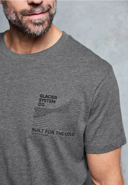 Basic T-Shirt mit Chestprint metal grey melange