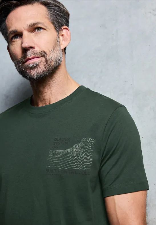 Basic Shirt met borstprint null