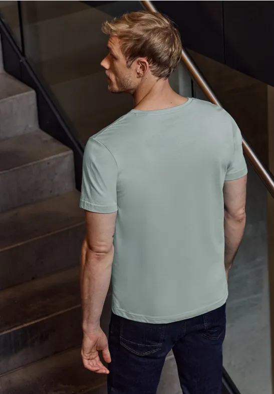 Basic V-Neck T-Shirt silver green