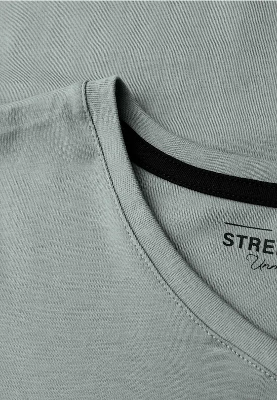 Basic V-Neck T-Shirt silver green