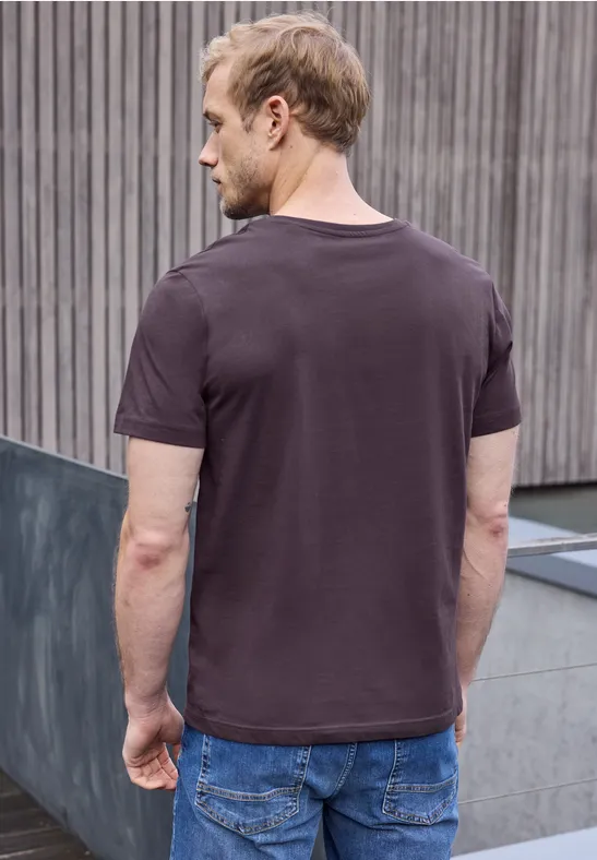 Basic V-Neck T-Shirt bordeaux red