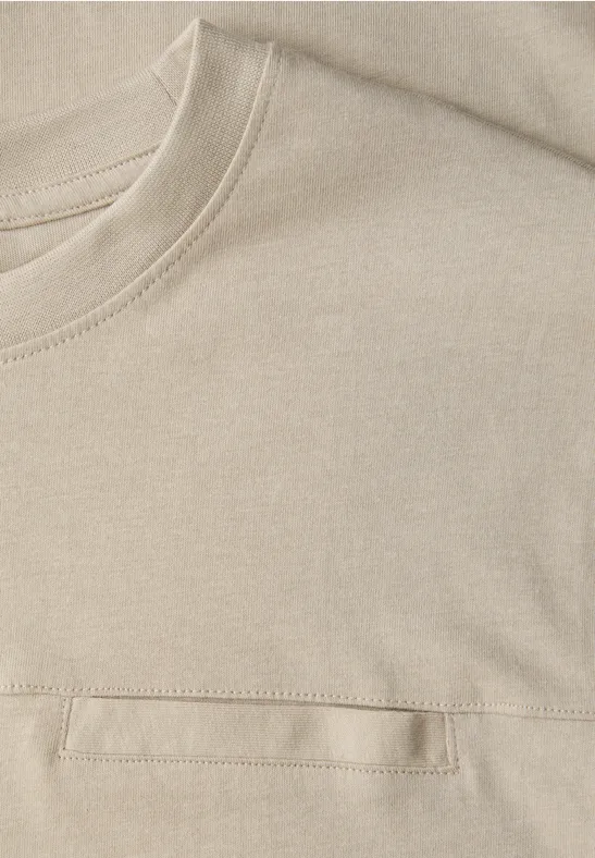 T-Shirt mit Brusttasche granite beige