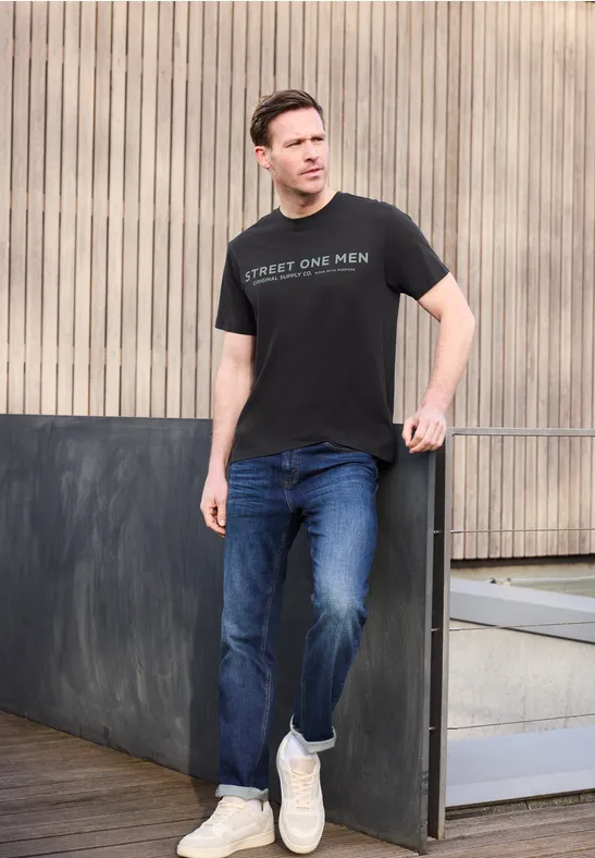 T-Shirt mit Logo-Print basic black