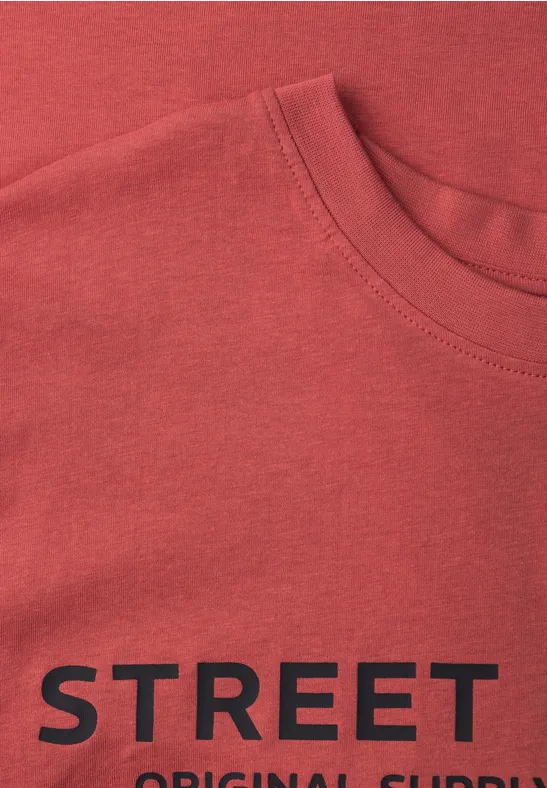Shirt met logo-opdruk dull coral