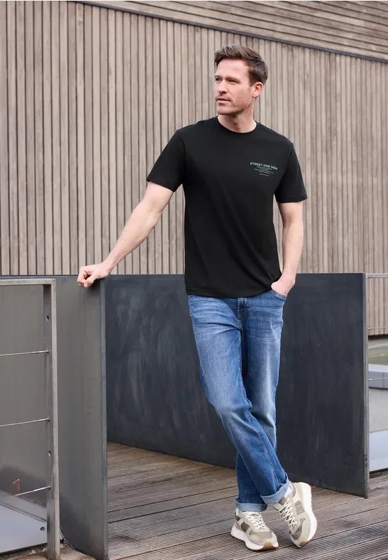T-Shirt mit Logo-Print basic black