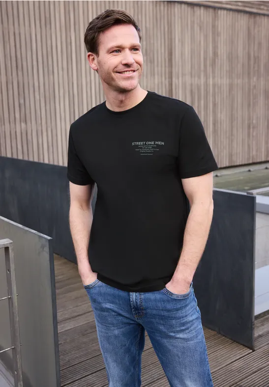 T-Shirt mit Logo-Print basic black