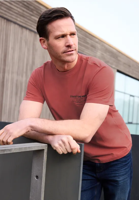 T-Shirt mit Logo-Print dull coral