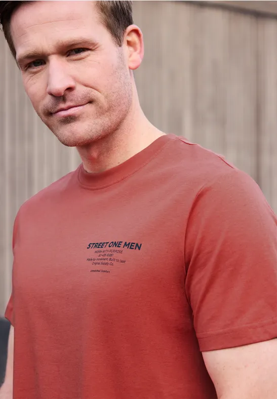 T-Shirt mit Logo-Print dull coral