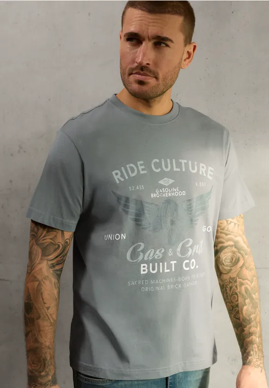 T-Shirt mit Frontprint dusty mint