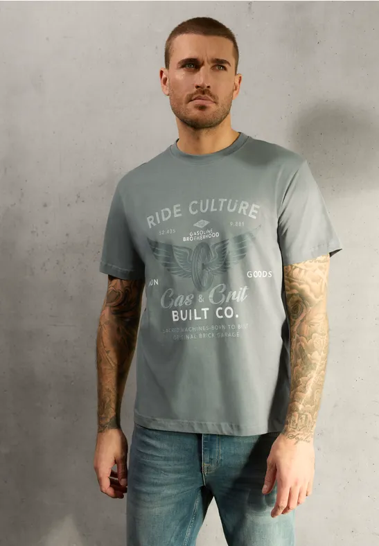 T-Shirt mit Frontprint dusty mint