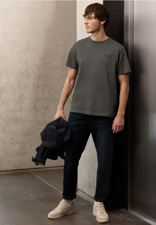 T-Shirt mit kleinem Print oil grey