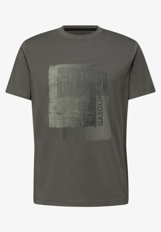 T-Shirt mit Frontprint oil grey