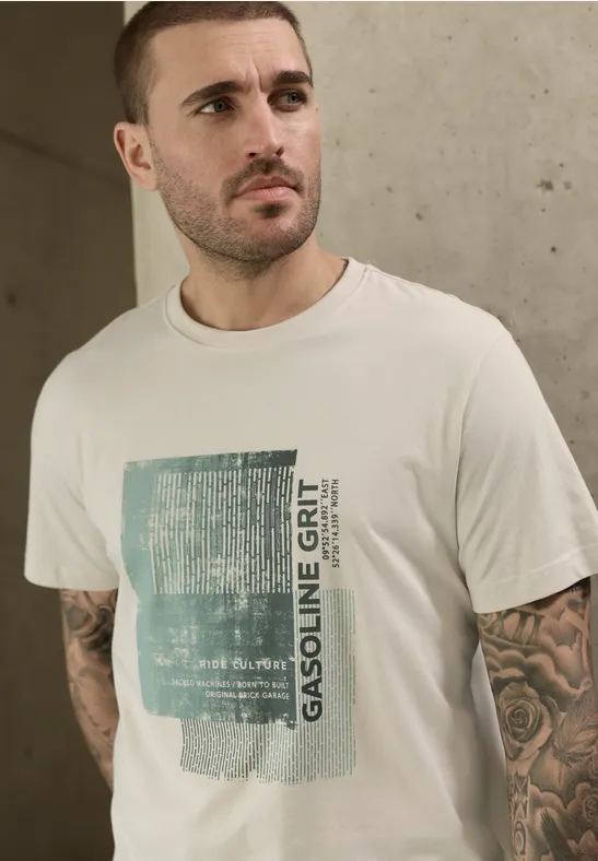 T-Shirt mit Frontprint white sand