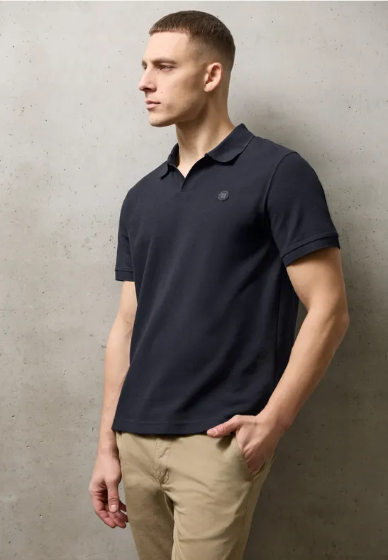 Poloshirt met structuur dark ink blue
