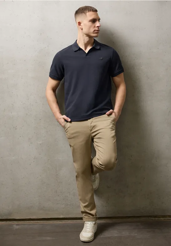Poloshirt met structuur dark ink blue