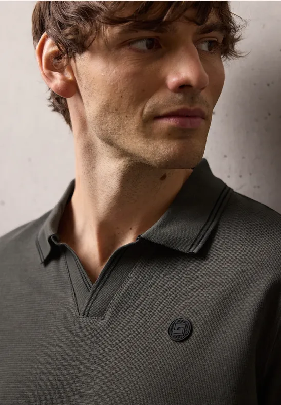 Struktur Poloshirt oil grey