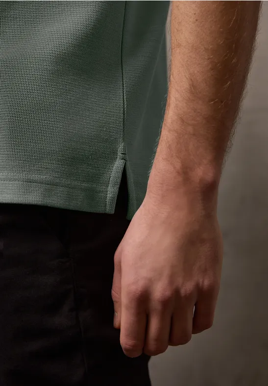 Kurzarm Poloshirt mit Struktur dusty mint