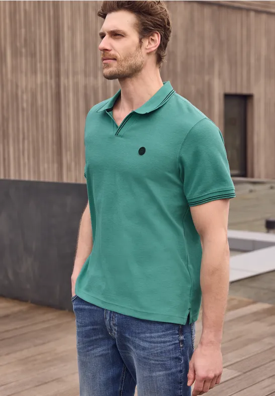 Kurzarm Poloshirt mit Struktur caribbean green