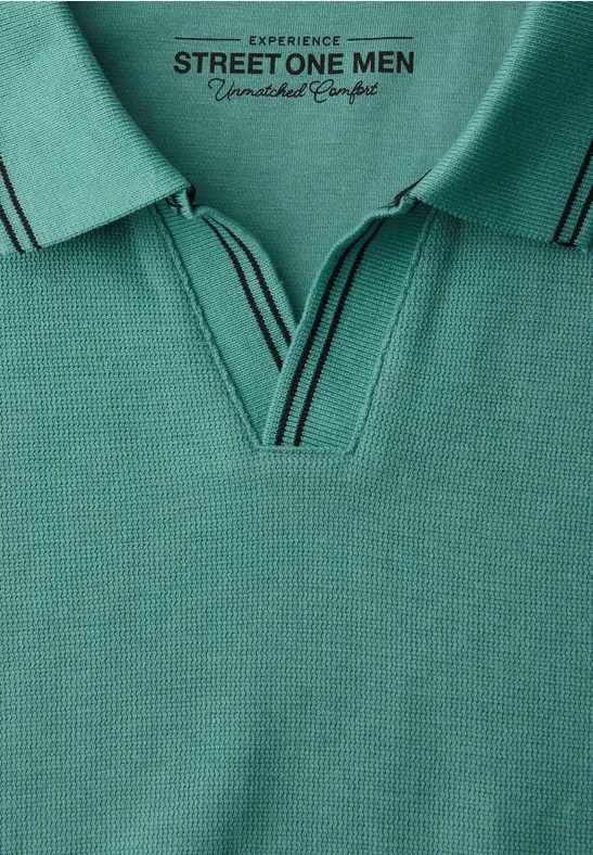 Kurzarm Poloshirt mit Struktur caribbean green