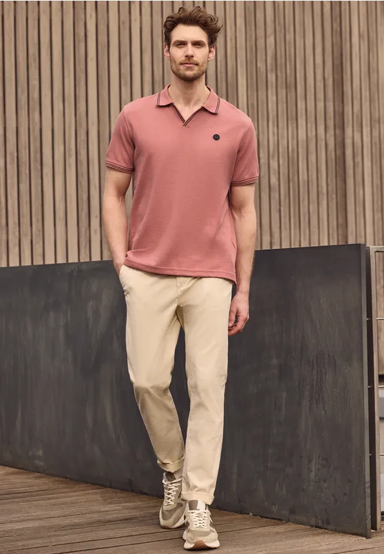 Kurzarm Poloshirt mit Struktur sunrise red