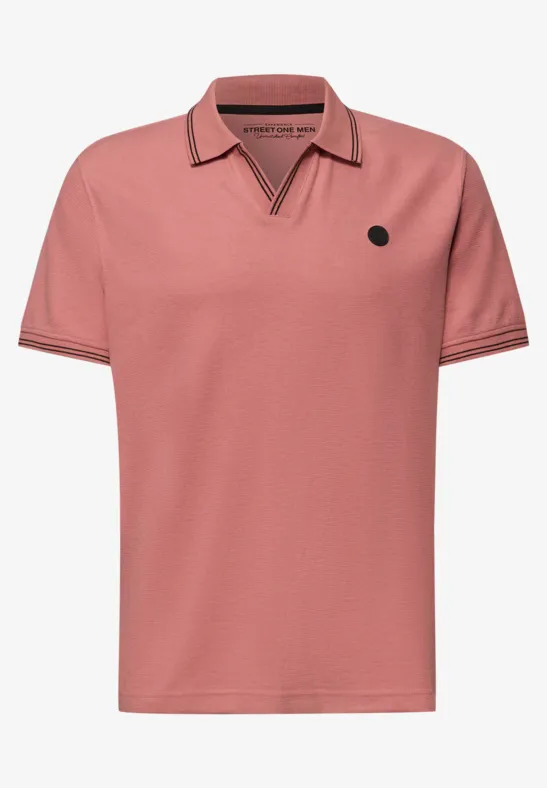 Kurzarm Poloshirt mit Struktur sunrise red
