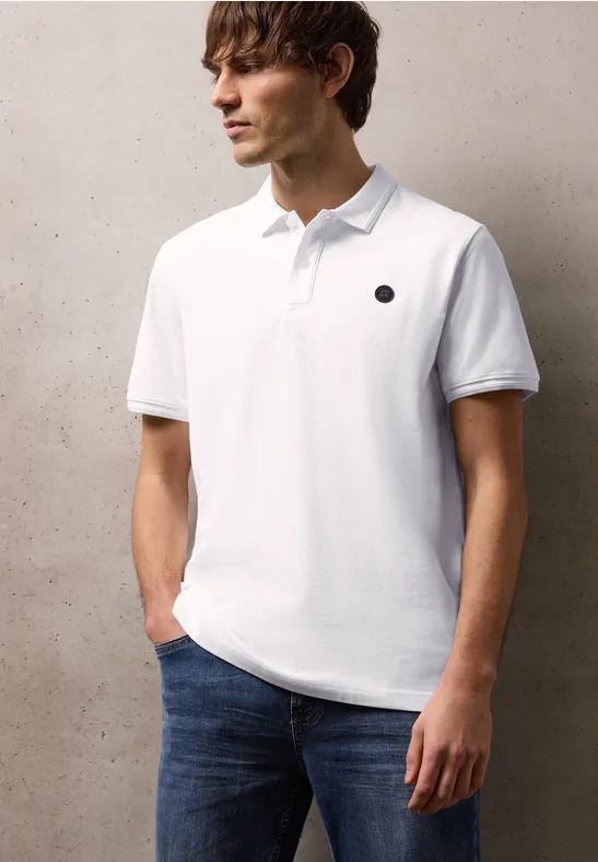 Basic Komfort-Poloshirt bright white