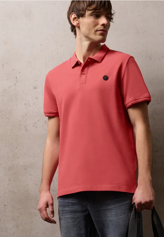 Basic Komfort-Poloshirt dull coral
