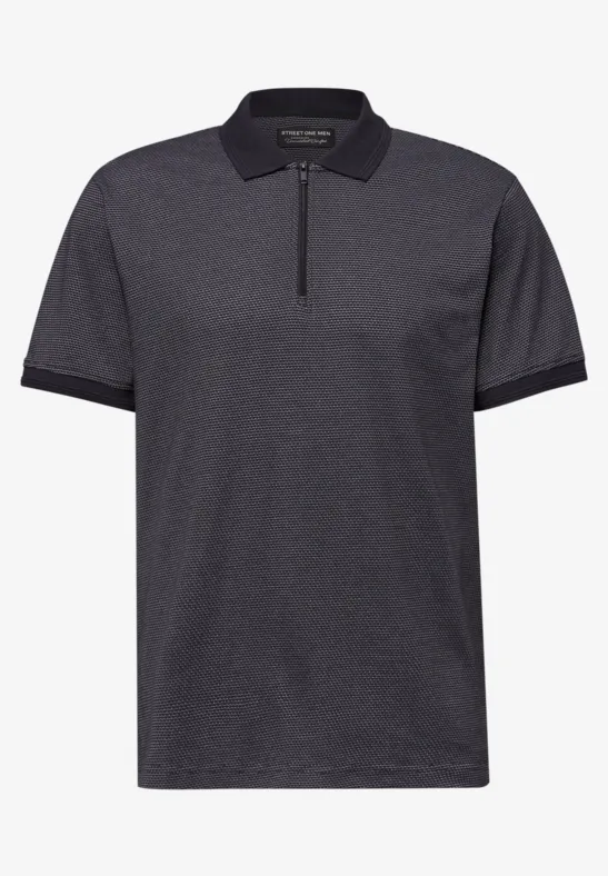 Poloshirt met korte mouwen en rits dark ink blue
