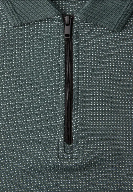 Kurzarm Poloshirt mit Zipperdetail sea green