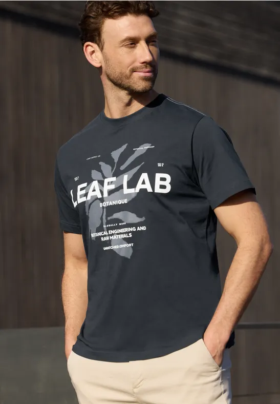 Shirt met ronde hals en print dark ink blue