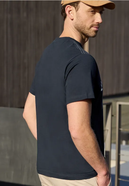 Shirt met ronde hals en print dark ink blue