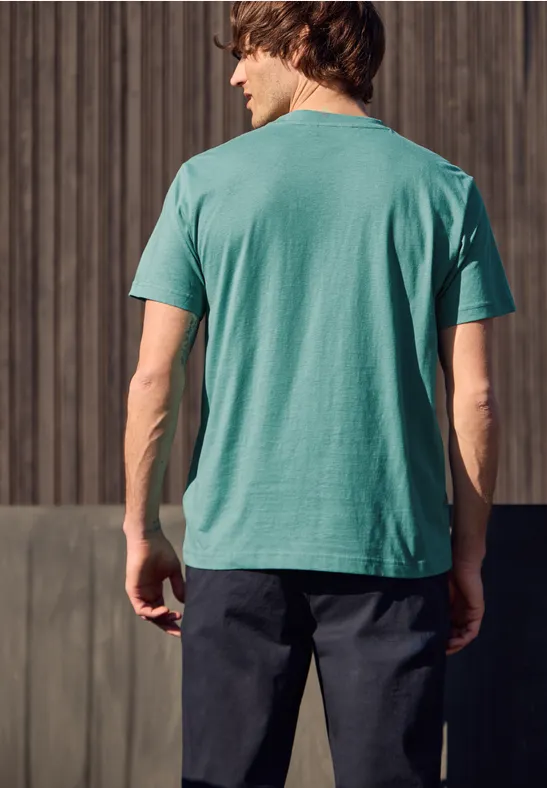 T-Shirt mit Rundhals und Print caribbean green