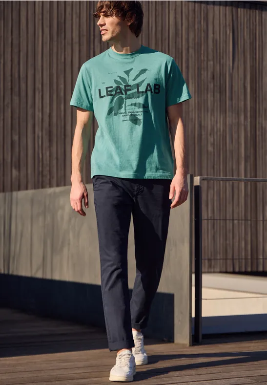 T-Shirt mit Rundhals und Print caribbean green