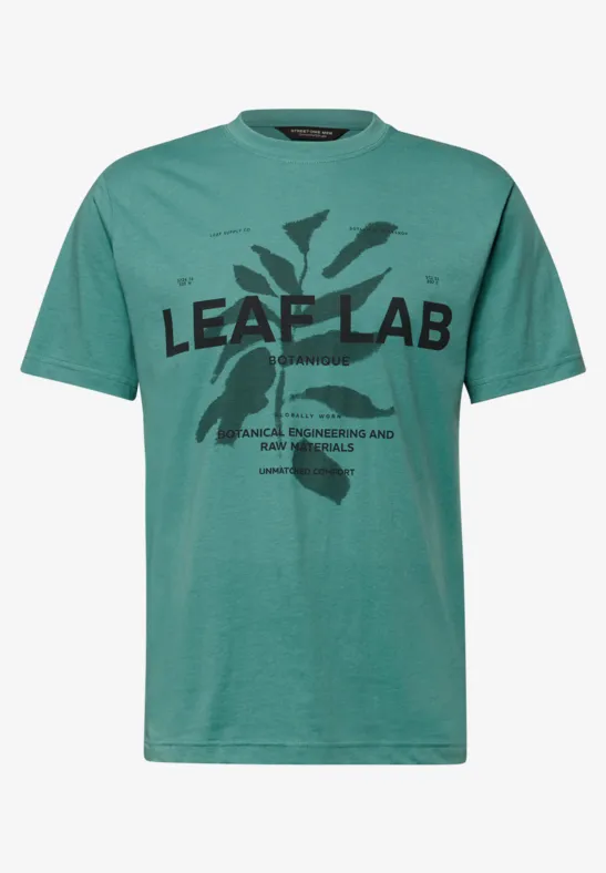 T-Shirt mit Rundhals und Print caribbean green