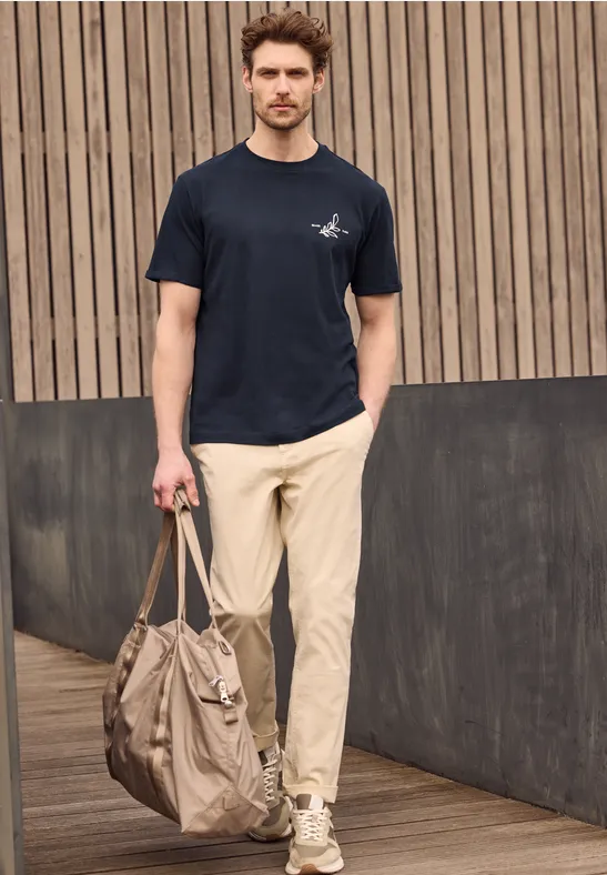 Koszulka z okrągłym dekoltem i nadrukiem z tyłu dark ink blue