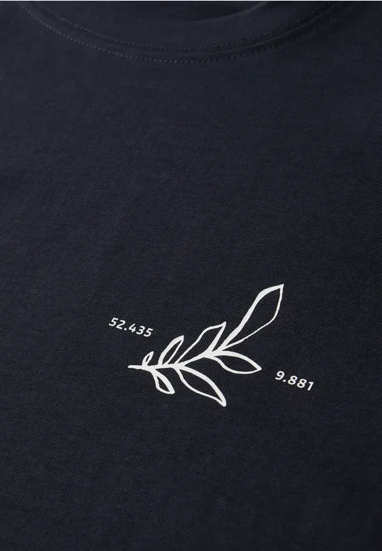 Koszulka z okrągłym dekoltem i nadrukiem z tyłu dark ink blue