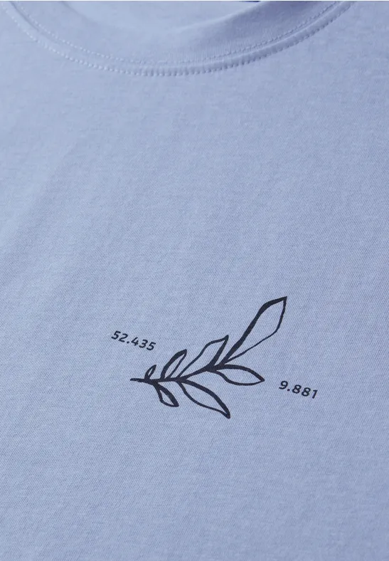 Koszulka z okrągłym dekoltem i nadrukiem z tyłu beach blue