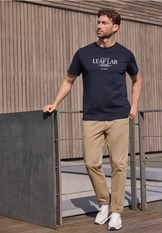 Shirt met ronde hals en borstprint dark ink blue