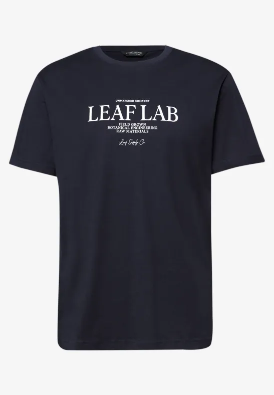 Shirt met ronde hals en borstprint dark ink blue