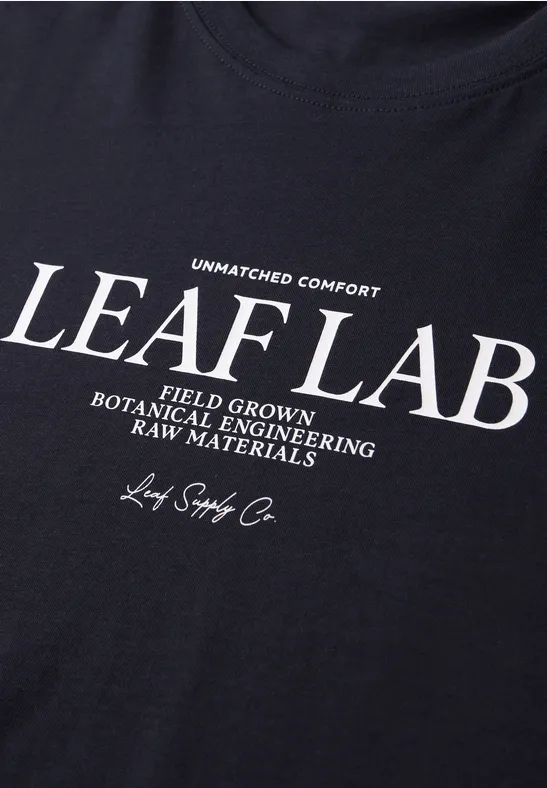 Shirt met ronde hals en borstprint dark ink blue