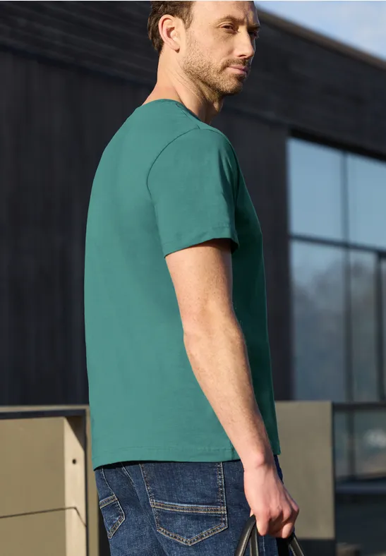 Shirt met ronde hals en borstprint caribbean green