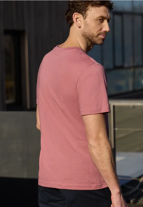 Shirt met ronde hals en borstprint sunrise red