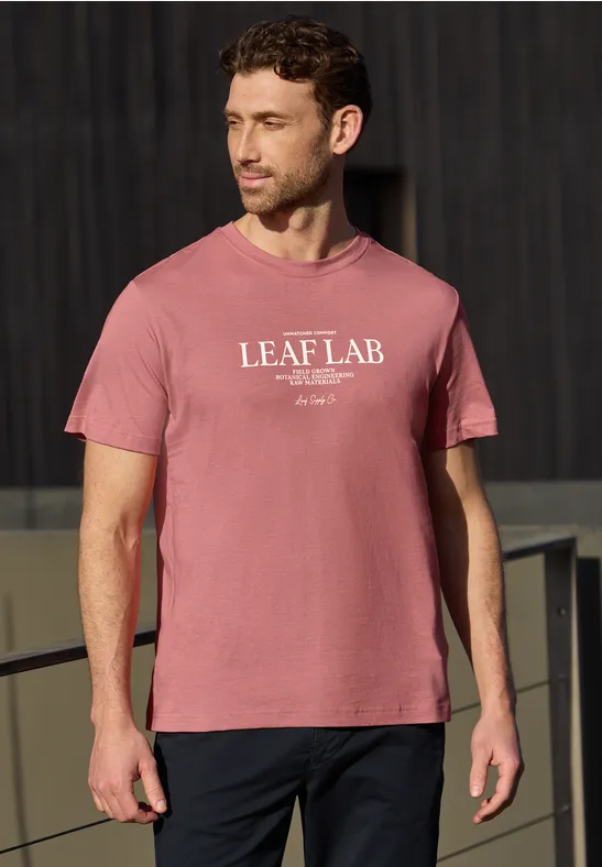 Shirt met ronde hals en borstprint sunrise red