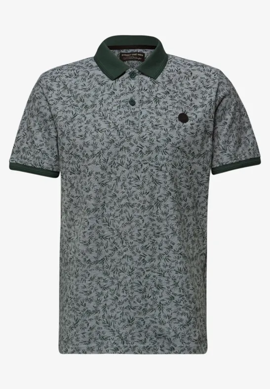 Kurzarm Oxford Poloshirt mit Print sea green