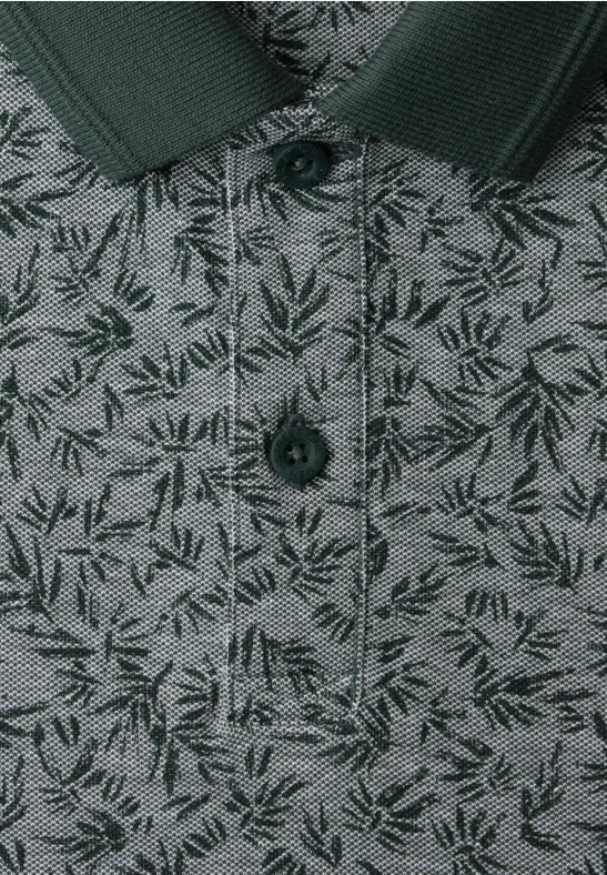 Kurzarm Oxford Poloshirt mit Print sea green