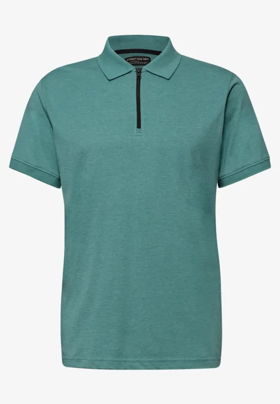 Kurzarm Poloshirt im Melange-Look caribbean green