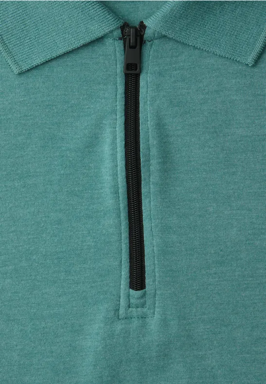 Kurzarm Poloshirt im Melange-Look caribbean green