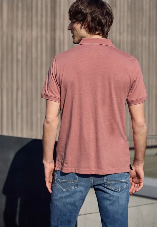 Kurzarm Poloshirt im Melange-Look sunrise red